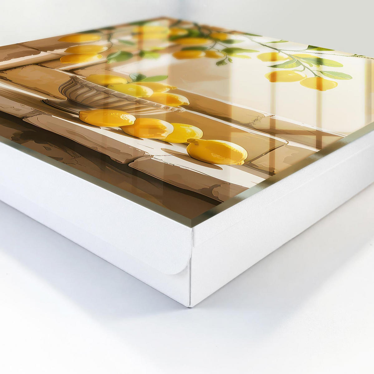 SCHLÜSSELBOX Weiß 30x30 cm – Türöffnung nach rechts - Zitronenfrische - Gelb, Metall (30/30/5cm) - TULUP