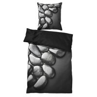 BETTWÄSCHE 2-teilig Hot Stones - Schwarz, Naturmaterialien (135/200cm) - Sanilo