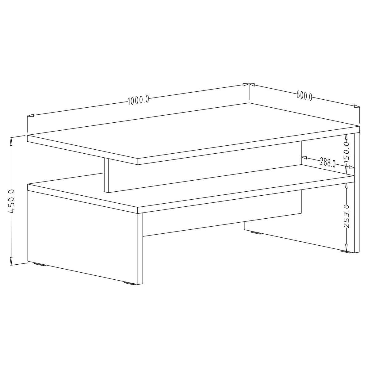 COUCHTISCH ATENEO 100/45/60 cm Schwarz - Schwarz, Holzwerkstoff (60/100/45cm) - MASSENO
