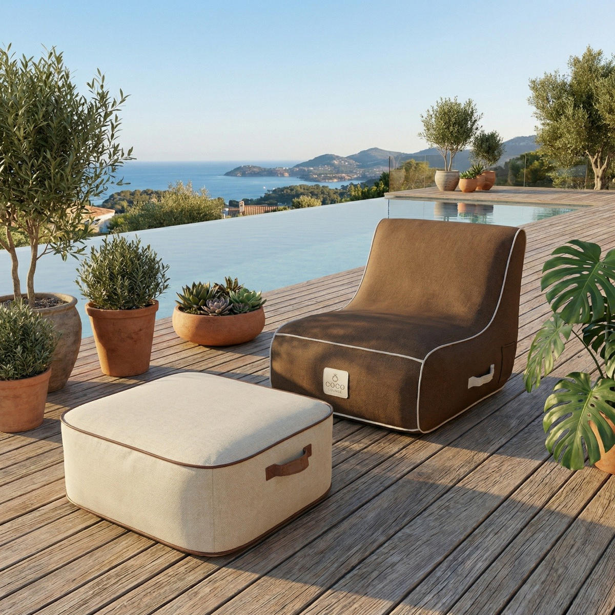 LOUNGESESSEL RIVIERA Braun - Braun, Kunststoff/Textil (75/75/75cm) - Coco Lounge