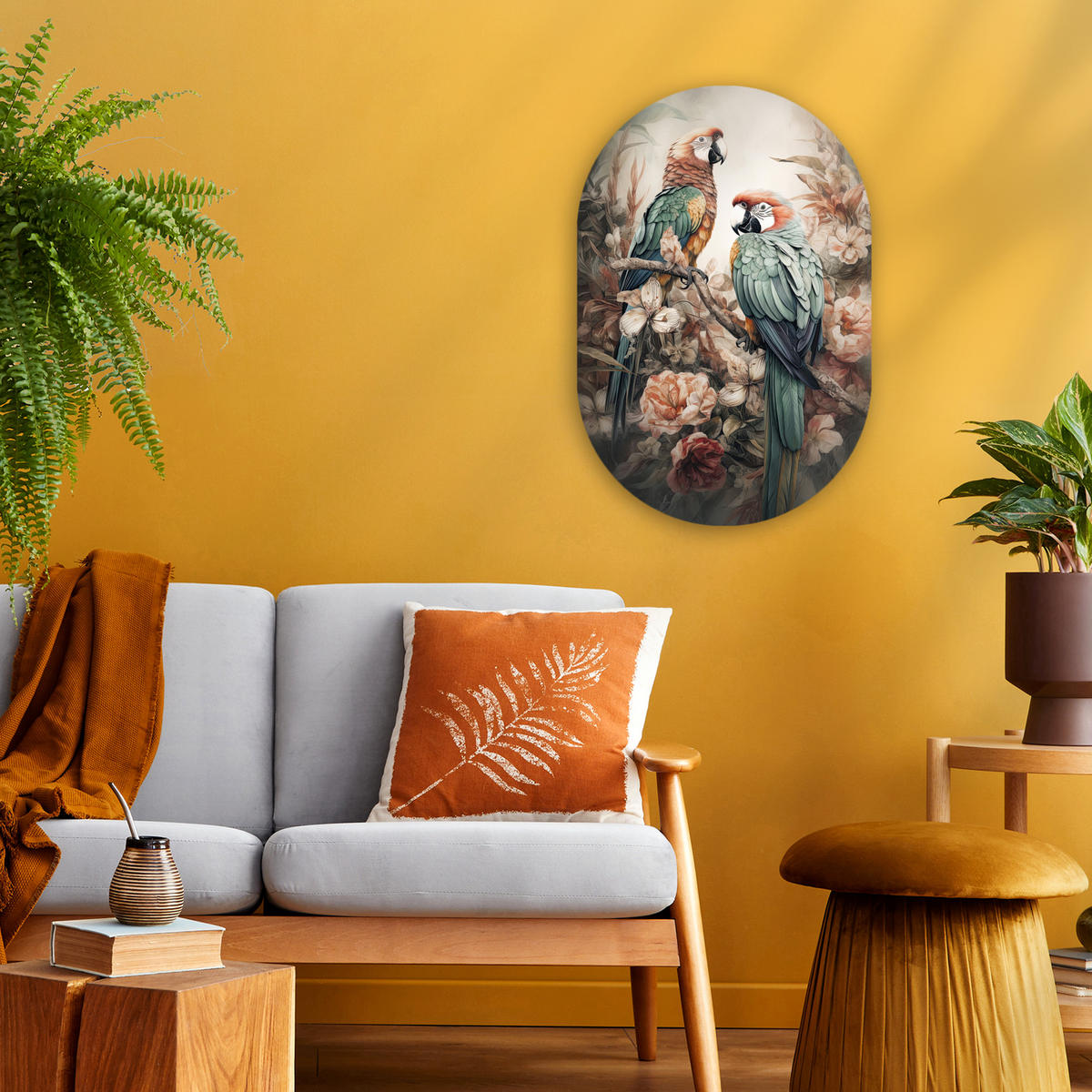 WANDBILD Papageien - Vögel - Natur - Blumen 40x60 cm - Baltimorefarben, Kunststoff (40/60cm) - MuchoWow