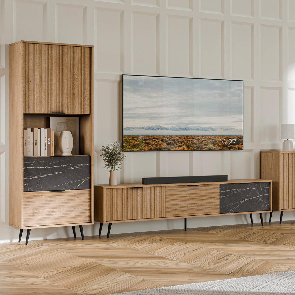 TV-MÖBEL Luka Holz und Schwarz - Schwarz, Holzwerkstoff (180/49.2/40cm) - Petits-meubles
