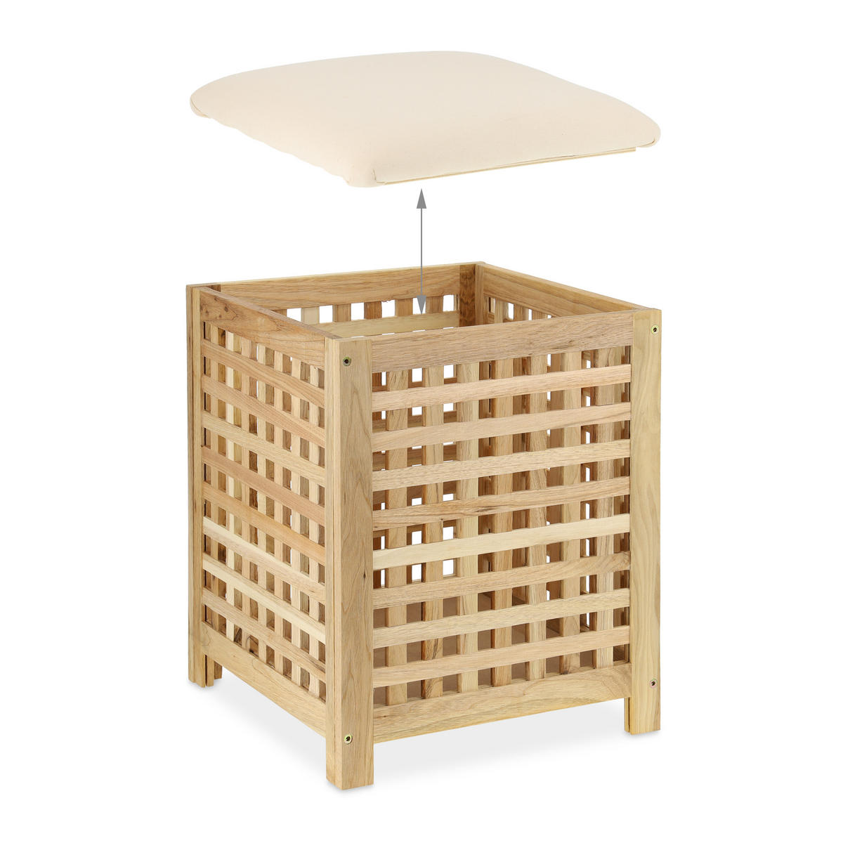 KÔŠ na prádlo - svetlohnedá, drevo/textil (39/50/39cm) - Relaxdays