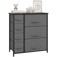 KOMMODE mit 7 faltbaren Stoffschubladen, Vlies, Metallgestell, 63,5 - Dunkelgrau, Metall (63.5/71/30cm)