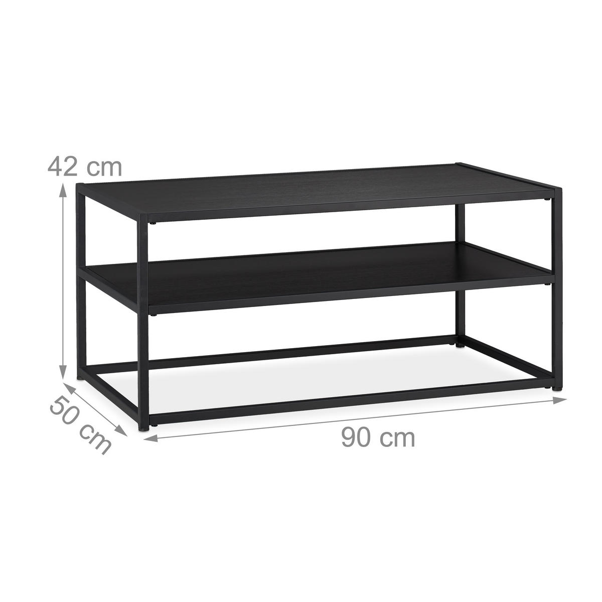 COUCHTISCH - Schwarz, Holzwerkstoff/Metall (50/90/42cm) - Relaxdays