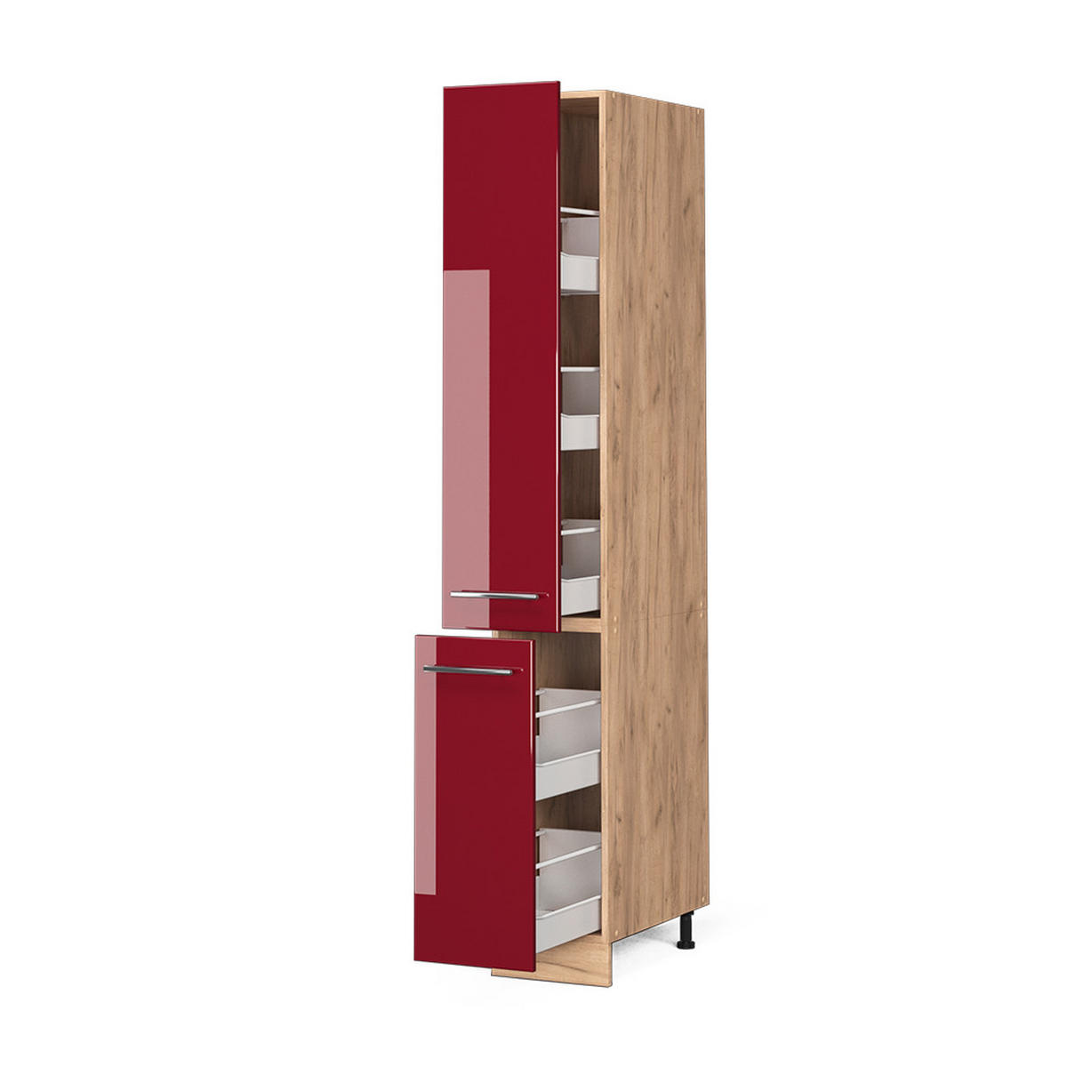 APOTHEKERSCHRANK Fame-Line Bordeaux Hochglanz 30 cm - Honigeiche/Bordeaux, Holzwerkstoff (30/206.8/58cm) - Vicco