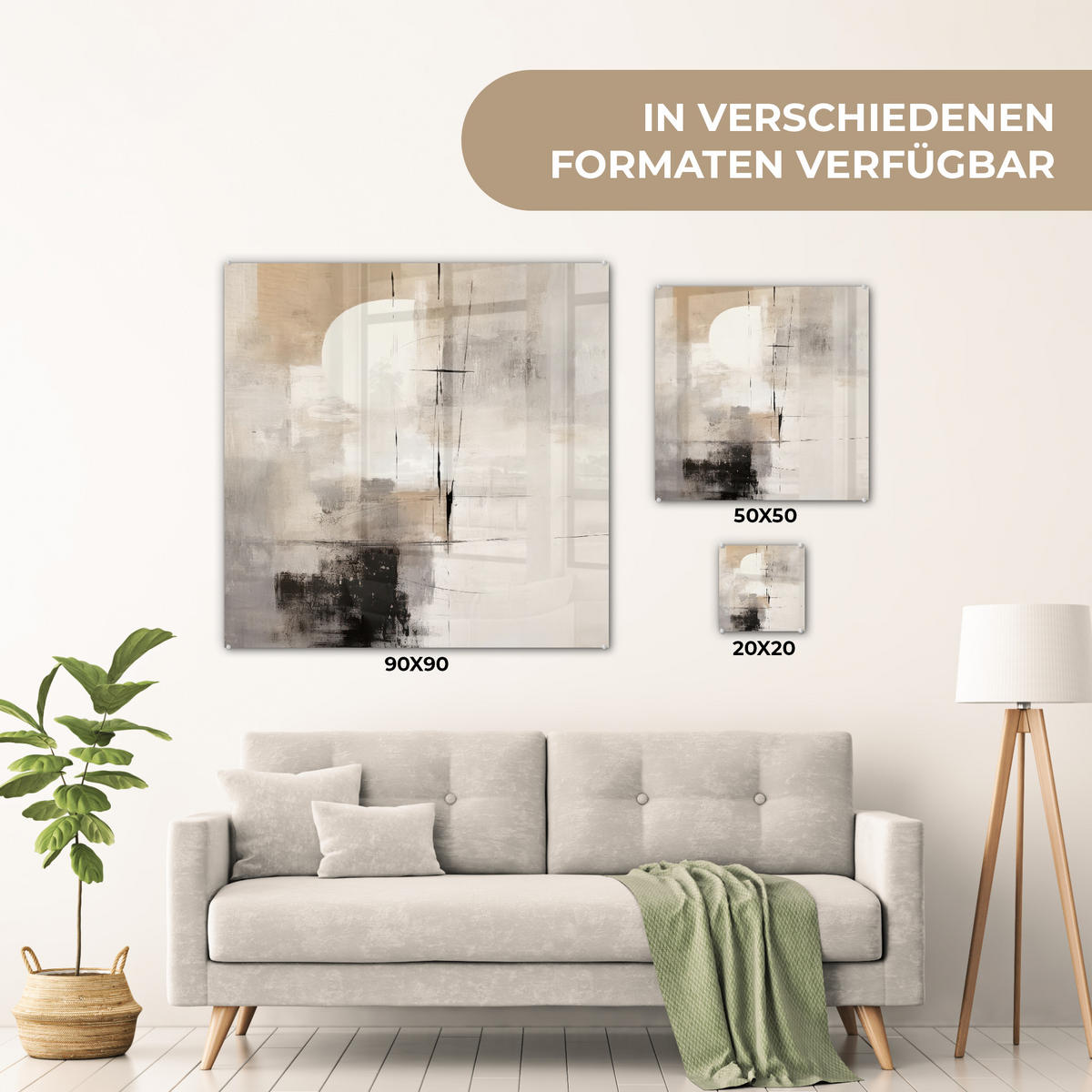 OBRAZ NA AKRYLOVOM SKLE Abstraktné - Umenie - Sivé 50x50 cm - svetlosivá, sklo (50/50cm) - MuchoWow