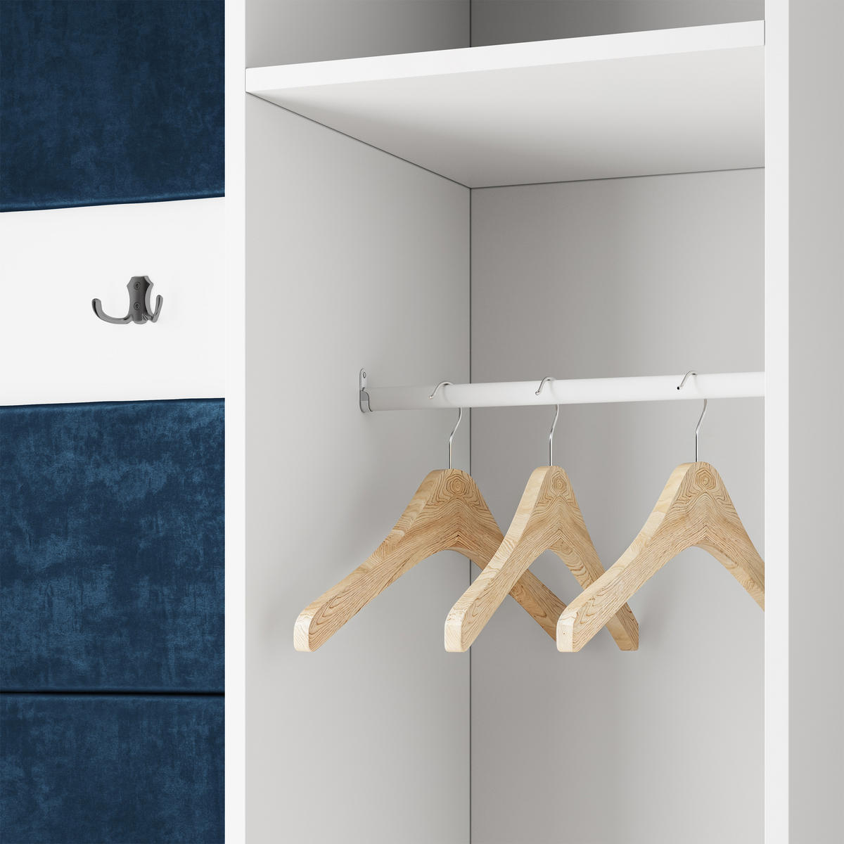 GARDEROBENSCHRANK VIRA 95/181/51 cm Modern Garderobe-Set Kaschmir - Kaschmir/Blau, Holzwerkstoff (95/181/51cm) - MASSENO