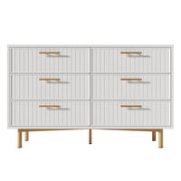 SIDEBOARD holzwerkstoff weiß mit geriffelter front & 6 schubladen - Weiß, Holzwerkstoff (120/40/75cm) - Urban Meuble