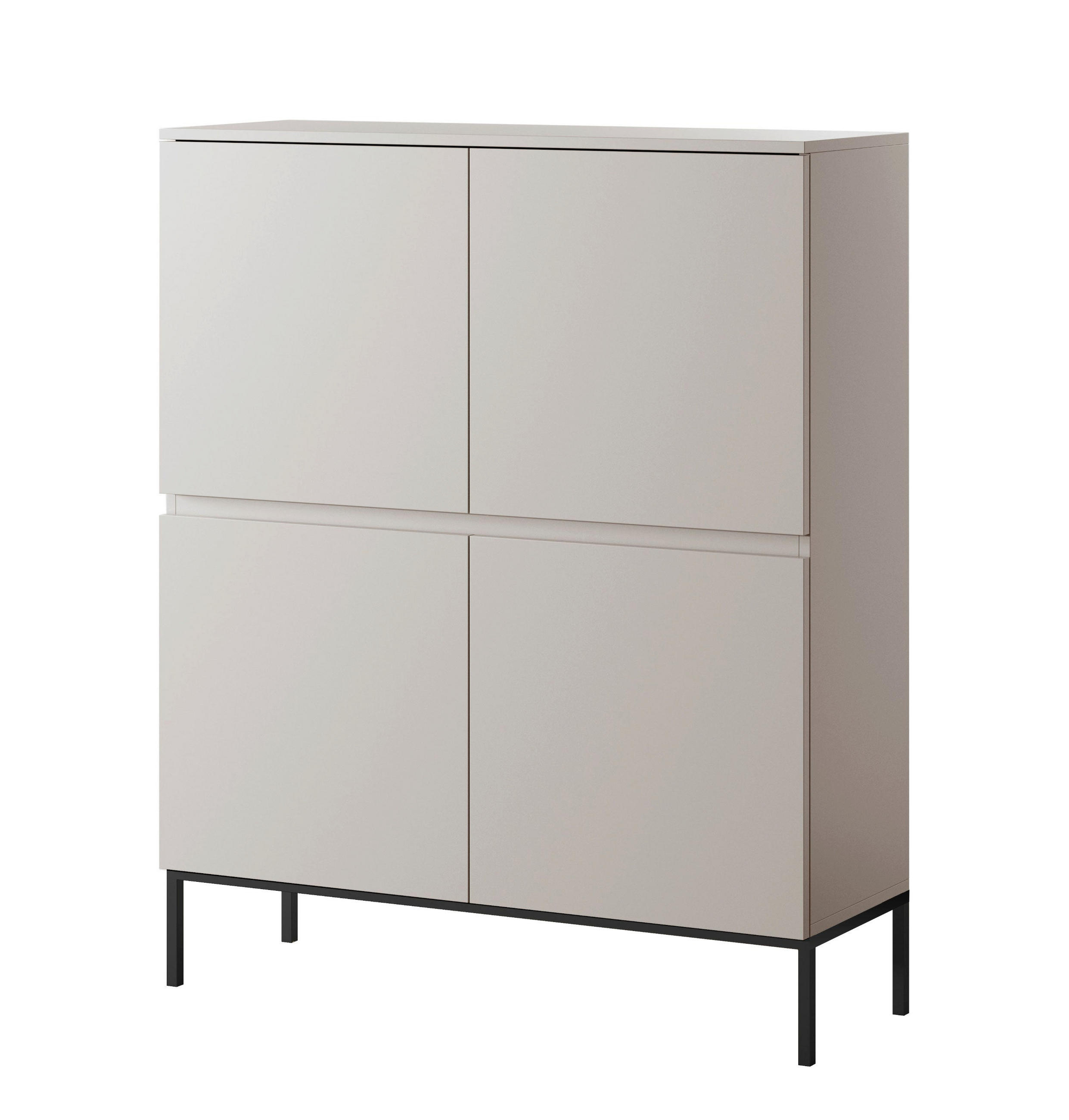 HIGHBOARD Bemmi béžová 100 cm - čierna/béžová, kov/kompozitné drevo (100/118/35cm) - Selsey