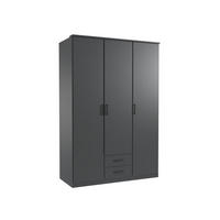 DREHTÜRENSCHRANK Stolpen in Grafit stilvoll mit Griffen in Schwarz 135 x 199 x 58 cm, BxHxT Kleiderschrank 3 türig - Grau, Holzwerkstoff (80/200/120cm)