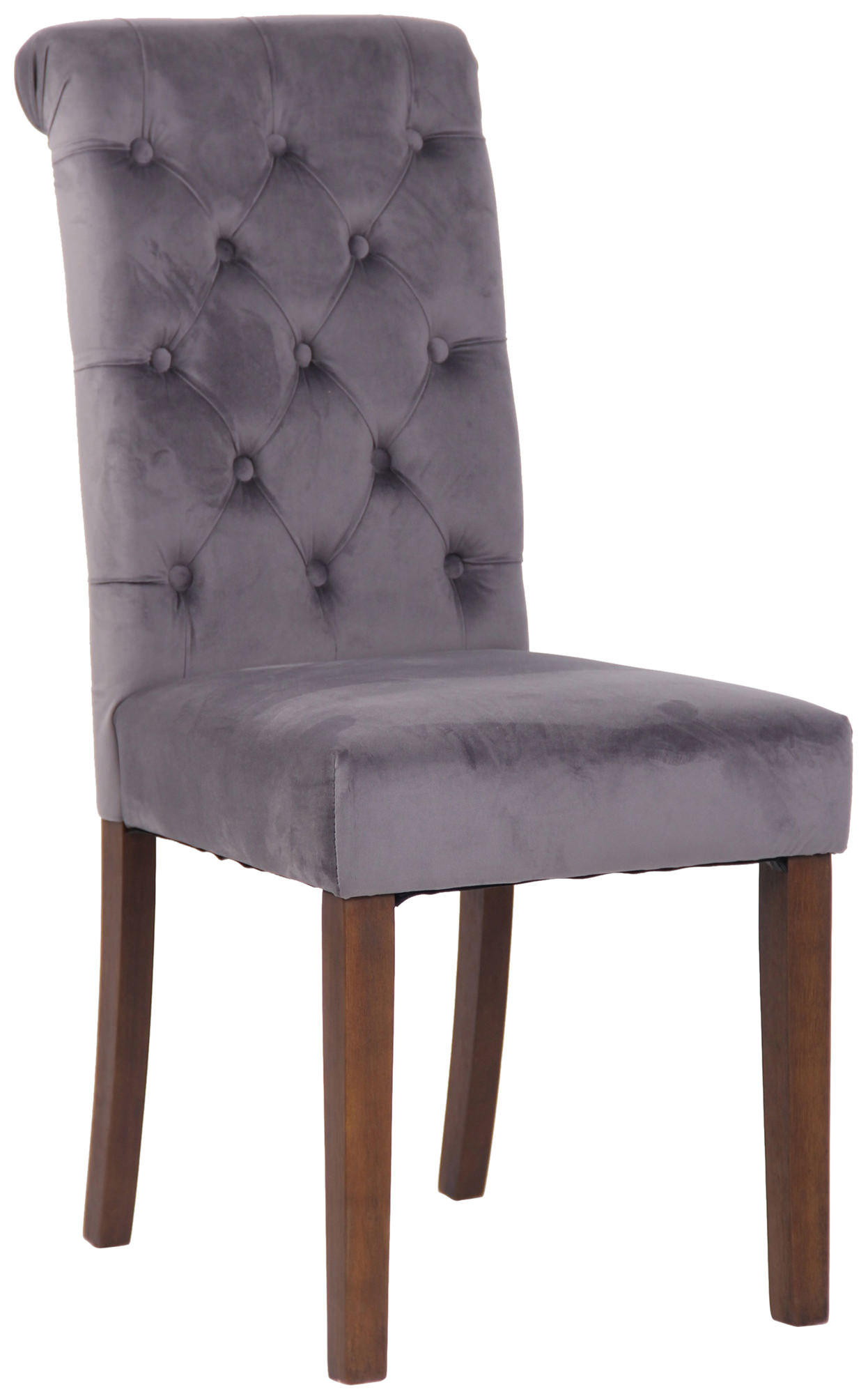 ESSZIMMERSTUHL WALES Samt 98x45x63 cm dunkelgrau Holz - Dunkelgrau, Holz (45/98/63cm) - DELUKE