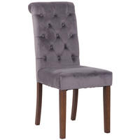 ESSZIMMERSTUHL WALES Samt 98x45x63 cm dunkelgrau Holz - Dunkelgrau, Holz (45/98/63cm) - DELUKE