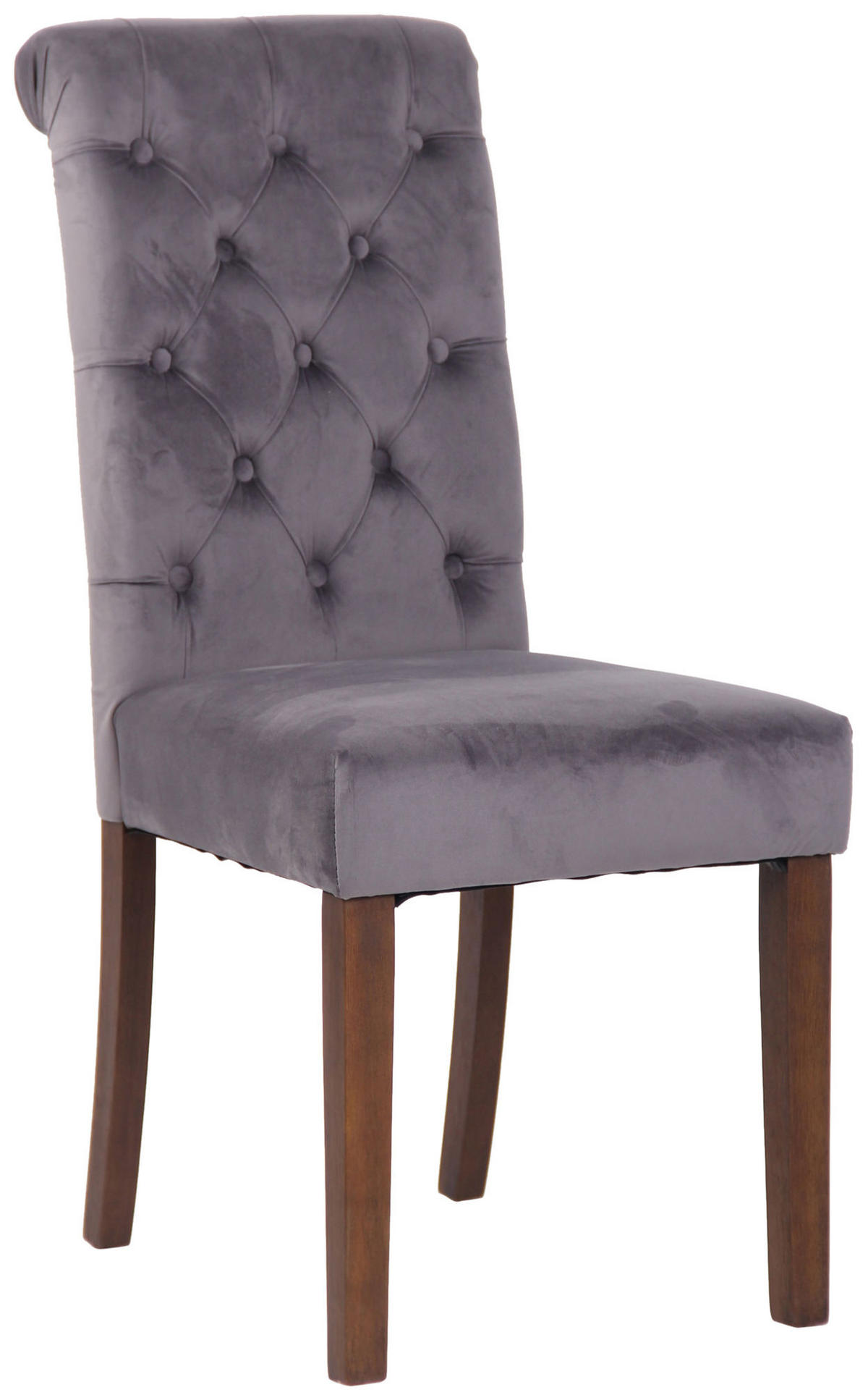 ESSZIMMERSTUHL WALES Samt 98x45x63 cm dunkelgrau Holz - Dunkelgrau, Holz (45/98/63cm) - DELUKE