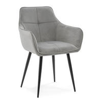 STUHL QUATTRO gepolstert mit Steppung - hellgrau - Samt Velours - Hellgrau/Schwarz, Textil/Metall (58/88/58cm) - NEW HOME