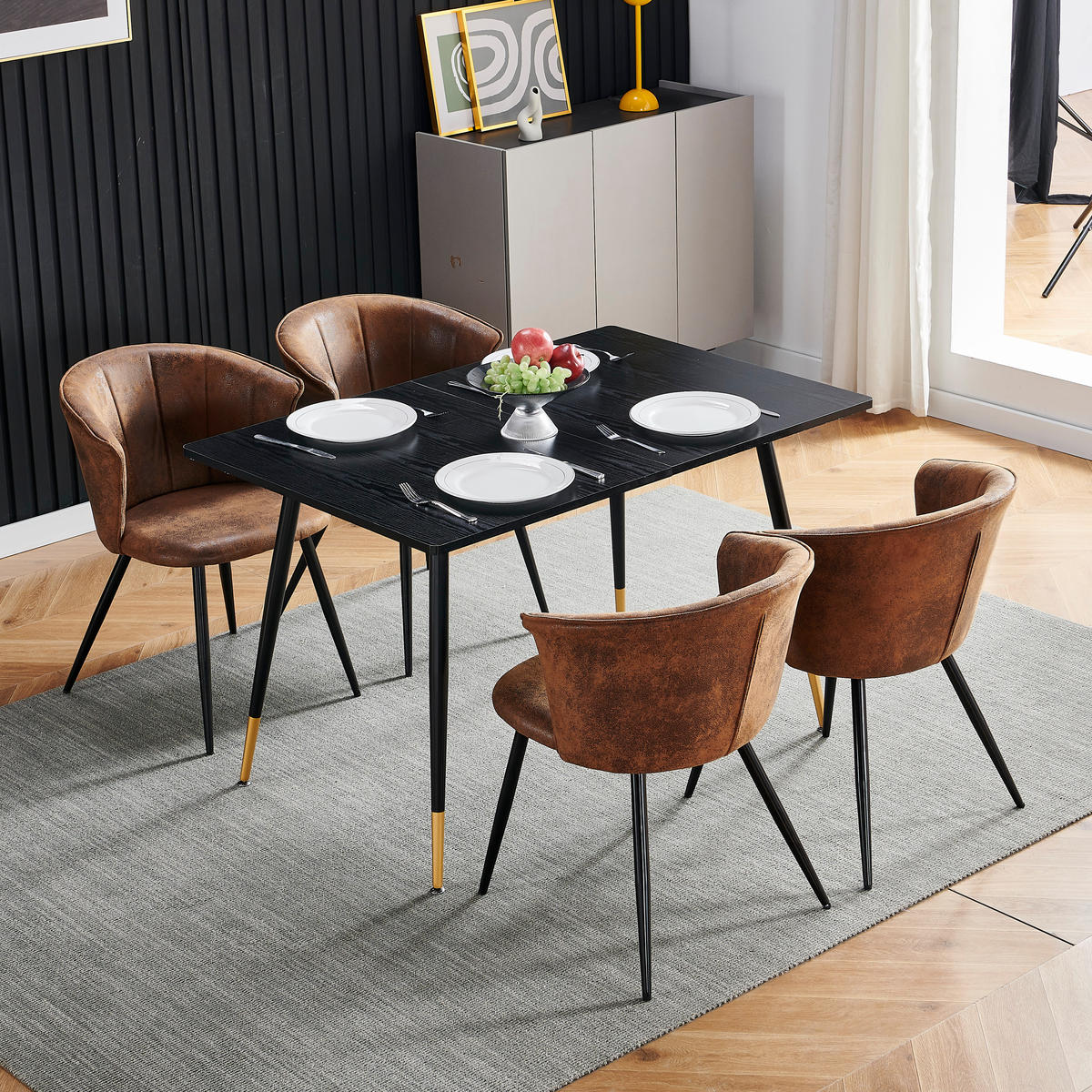 BARHOCKER 4er-Set, Polsterung in Wildlederoptik, Sitzhöhe 47 cm, Braun - Braun, Textil (44/74.5/51cm) - Meubles Cosy