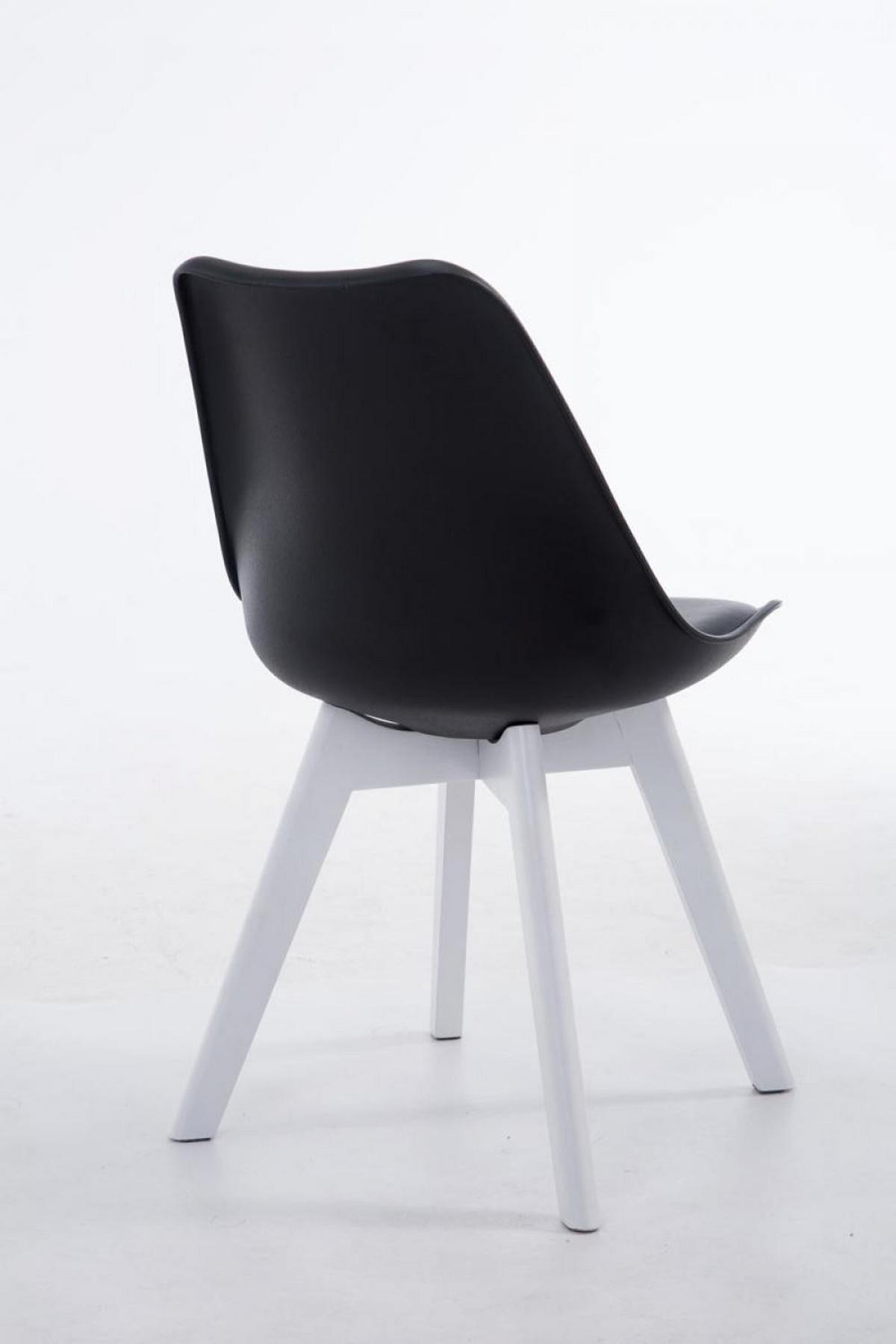 STUHL Lederlook schwarz - Schwarz/Weiß, Holz/Textil (48/84/41.5cm) - CLP