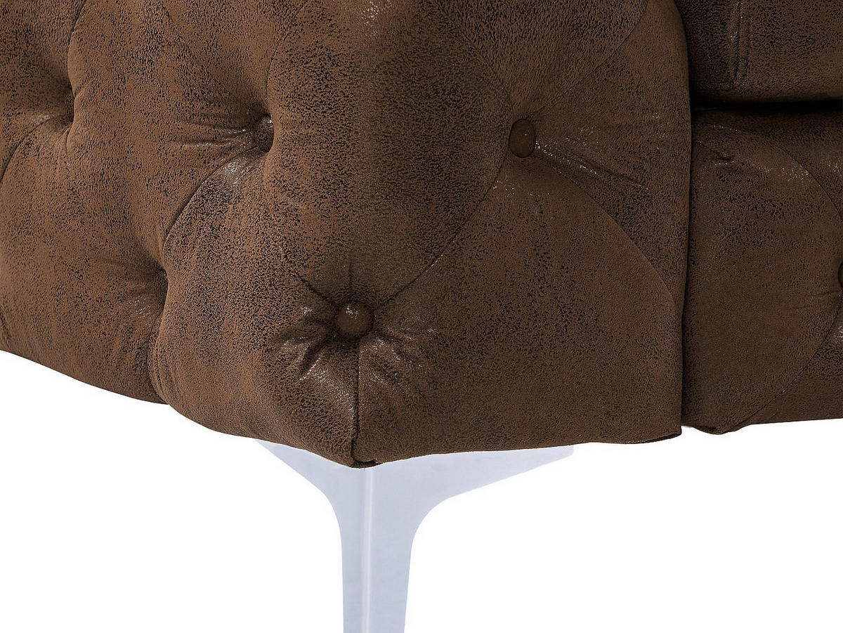 CHESTERFIELD-SESSEL - Mikrofaser - Vintage-Leder-Optik - EDWINA - Braun, Textil (91/76/106cm) - Vente-Unique