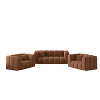 SOFAGARNITUR 2+1+1 Serie Grand Stilvol, Stoff Salvador Braun - Braun, Holz (91/70/197cm) - Kaiser Möbel