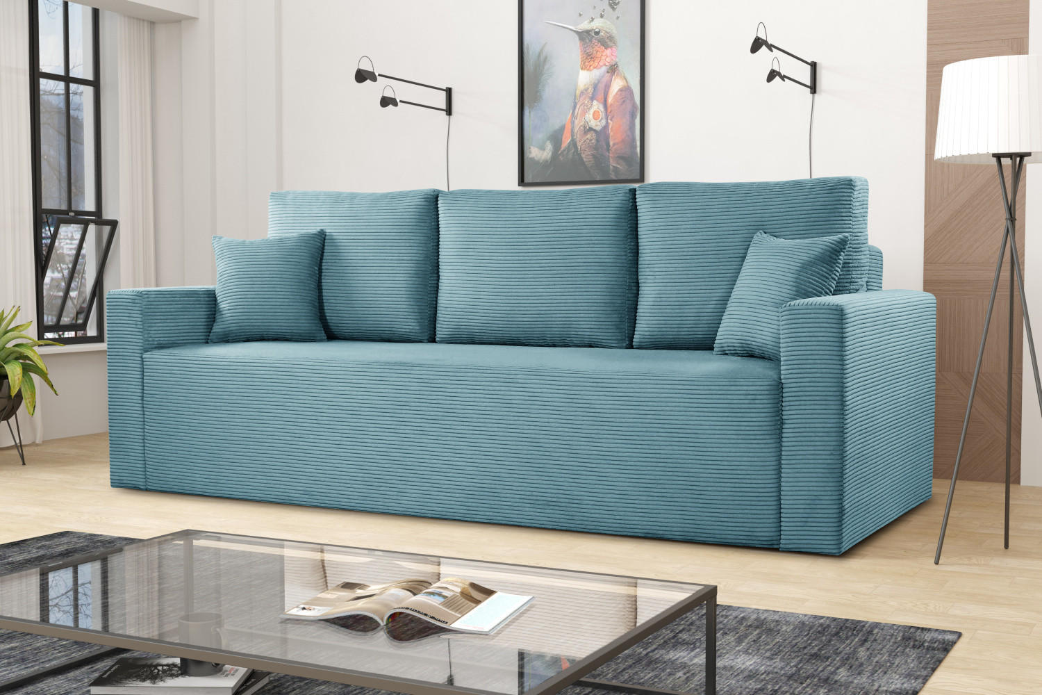 SCHLAFSOFA ZOOM Mit Bettkasten Stoff Zoom Hellblau - Hellblau, Holz/Textil (227/90/92cm) - Kaiser Möbel