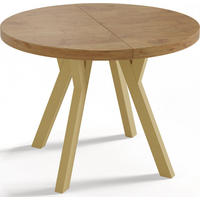 ESSTISCH Mateo runder ausziehbarer, Lancelot Eiche 100-200/100/76 cm - Eichefarben/Goldfarben, Holz/Holzwerkstoff (100/100/76cm) - WFL GROUP