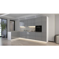 L-KÜCHE Velmora Grau Hochglanz – 355 × 170 cm – KÜ-AS-017 – Grau - Grau, Holzwerkstoff (355/212/58cm) - ROYAL24_MARKT