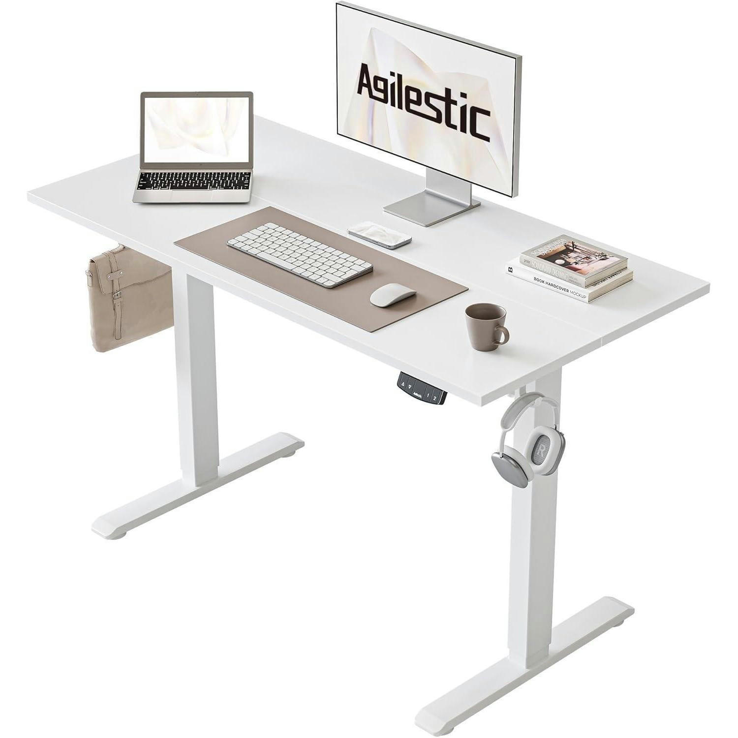 SCHREIBTISCH Höhenverstellbar Elektrisch 100 x 60 cm Weiß - Weiß, Holzwerkstoff (100/60/75cm)
