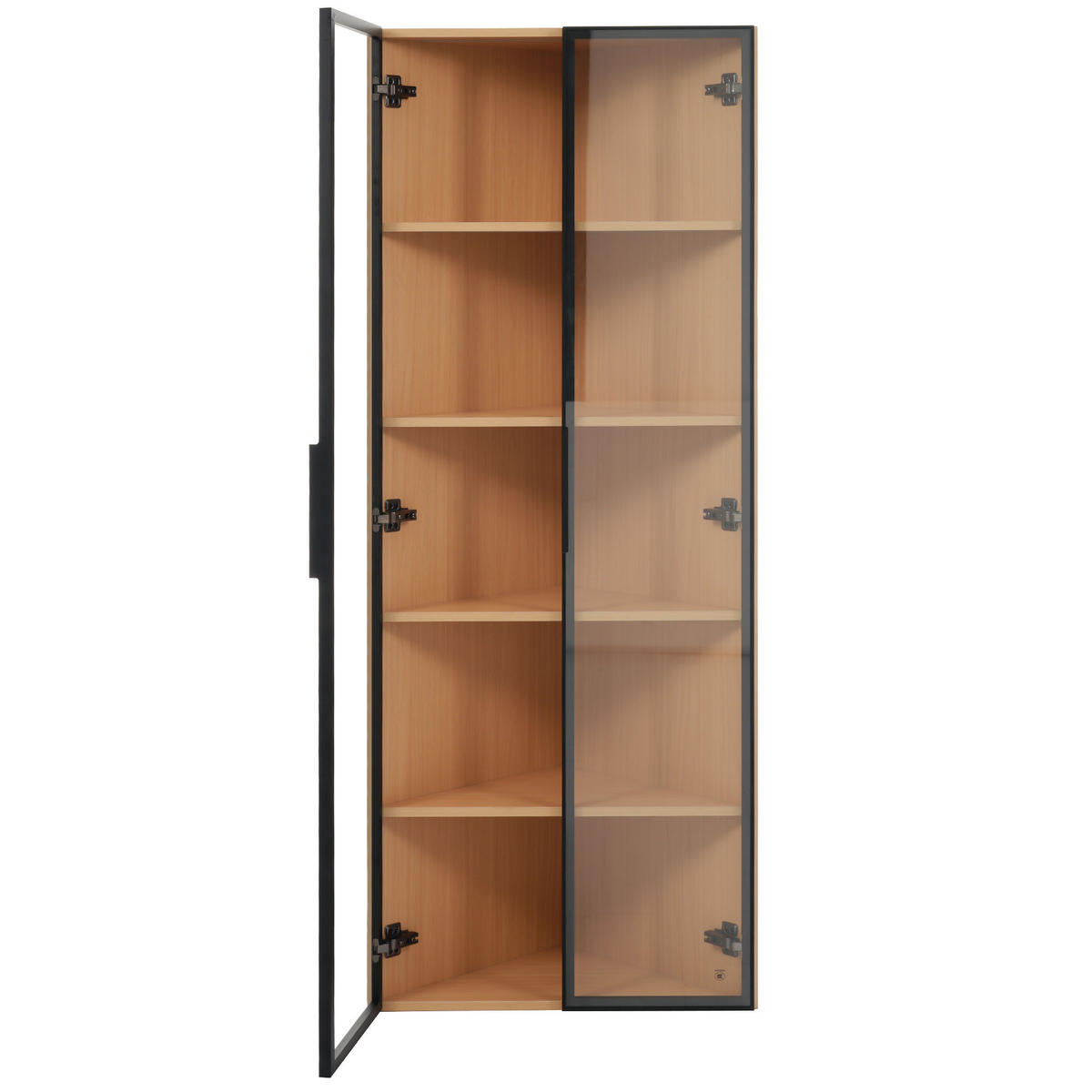 VITRINE 62cm Eiche Glas LED Eckvitrine modern - Eichefarben, Holzwerkstoff (62/160/35cm) - FLIEKS