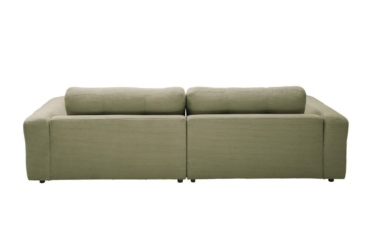 ECKSOFA MIKA Grün Cord - Schwarz/Olivgrün, Kunststoff/Textil (276/167cm) - KAWOLA