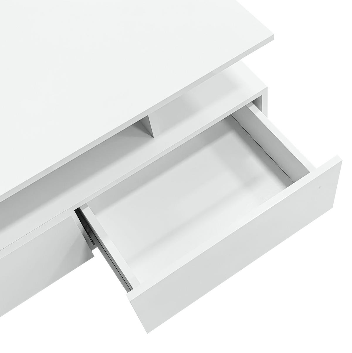 KLUB stolić 90/55/41 cm bijeli od iverice s LED rasvjetom i 2 ladice - bijela, drvni materijal (90/55/41cm) - OKWISH