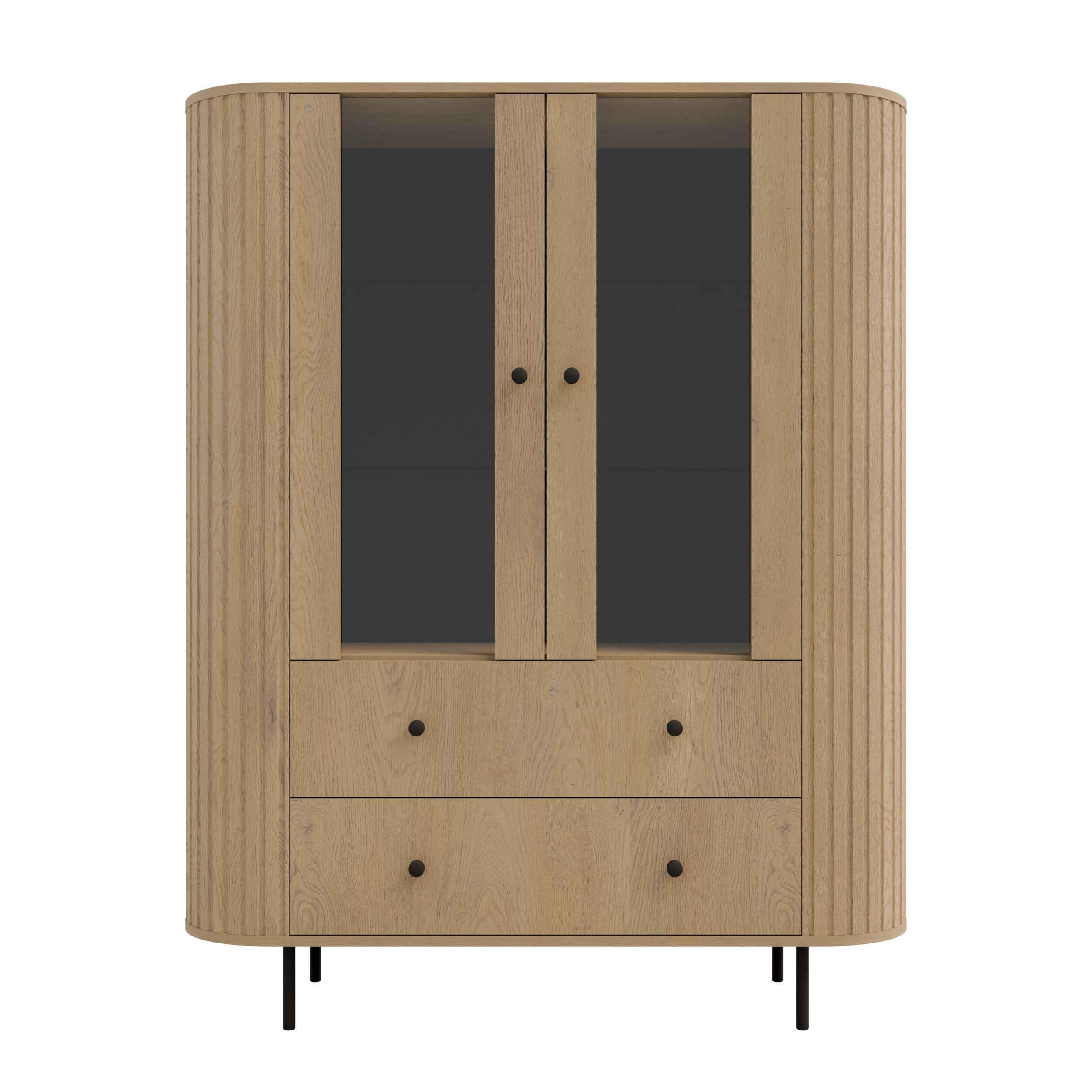 VITRINE BOLLA 155 / 123 cm in Eichefarben - Eichefarben, Holzwerkstoff (123/155/42.3cm) - MASSENO