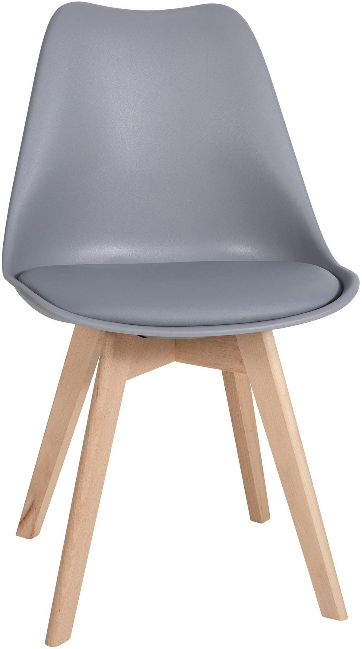 STUHL 6er Set Kunststoff grau - Eukalyptusholzfarben/Grau, Holz/Kunststoff (49/83/50cm) - CLP
