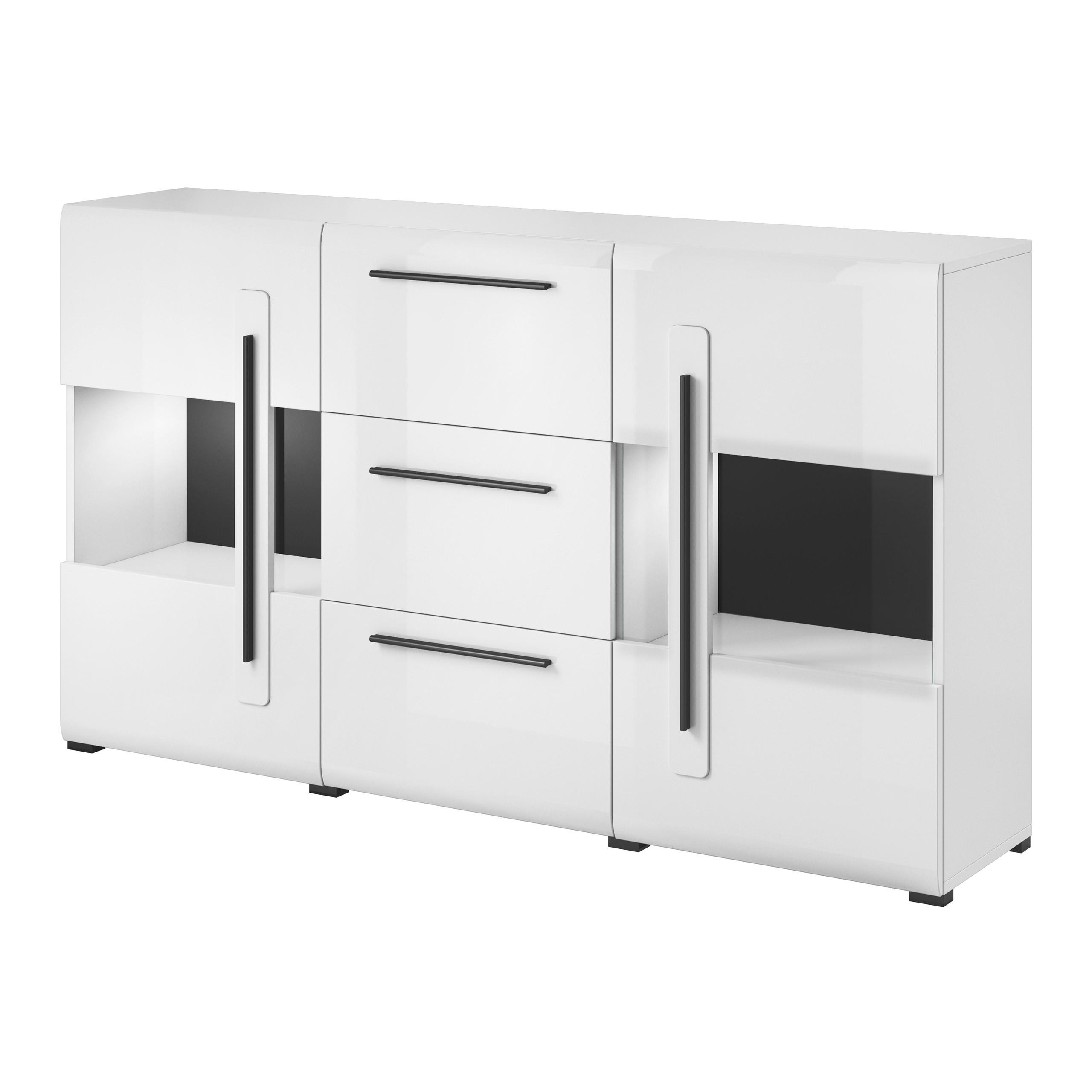 SIDEBOARD TULLIA 180/103/39 cm mit 3 Schubladen und 2 Türen Weiß - Weiß, Holzwerkstoff (180/103/39cm) - MASSENO