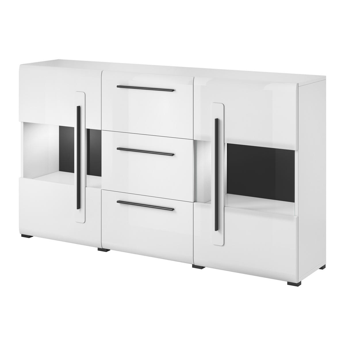 SIDEBOARD TULLIA 180/103/39 cm mit 3 Schubladen und 2 Türen Weiß - Weiß, Holzwerkstoff (180/103/39cm) - MASSENO