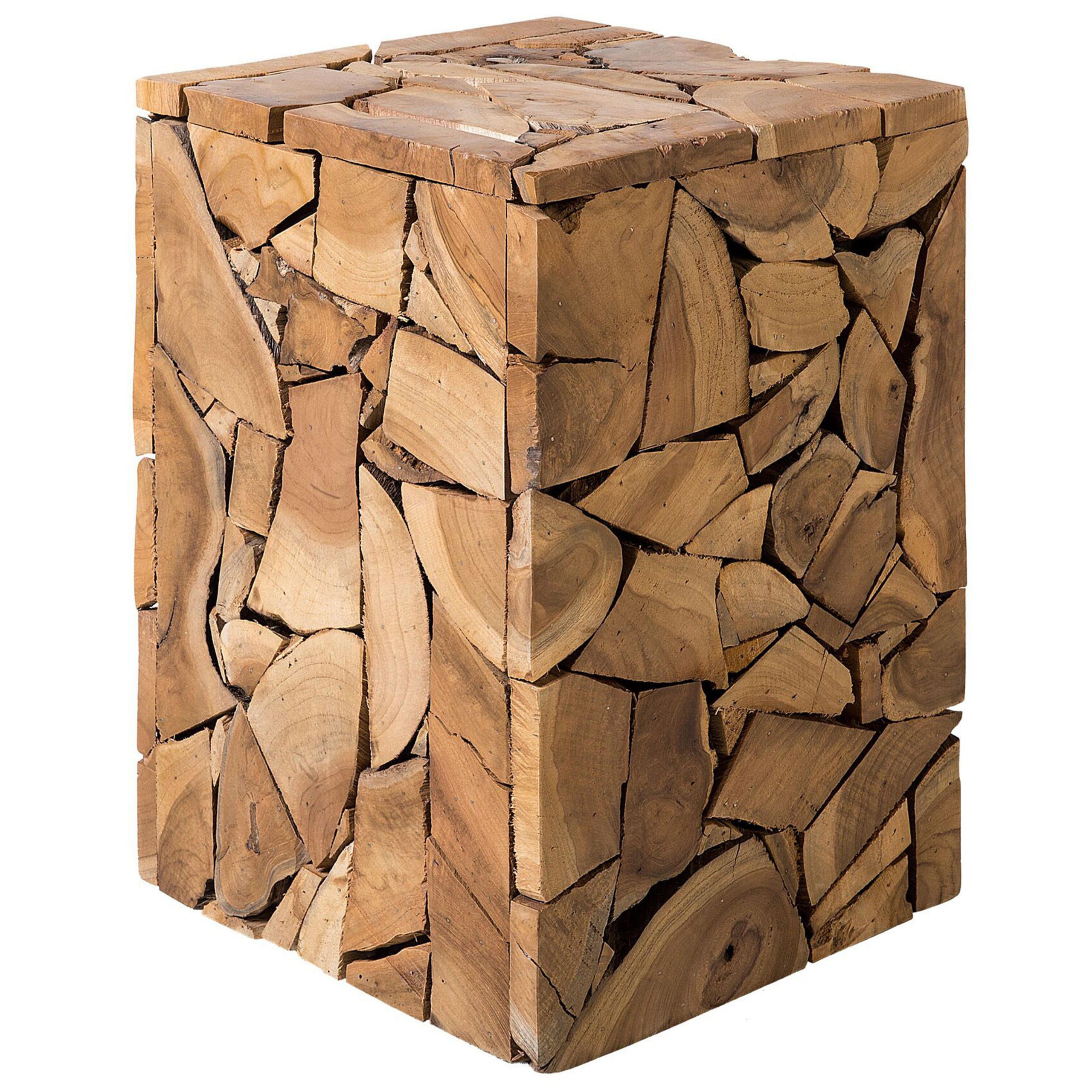 BEISTELLTISCH Teakholz hellbraun quadratisch 30/30 cm Nelson - Hellbraun, Holz (30/30/45cm) - Beliani
