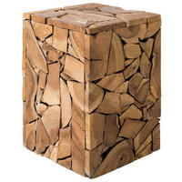 BEISTELLTISCH Teakholz hellbraun quadratisch 30/30 cm Nelson - Hellbraun, Holz (30/30/45cm) - Beliani