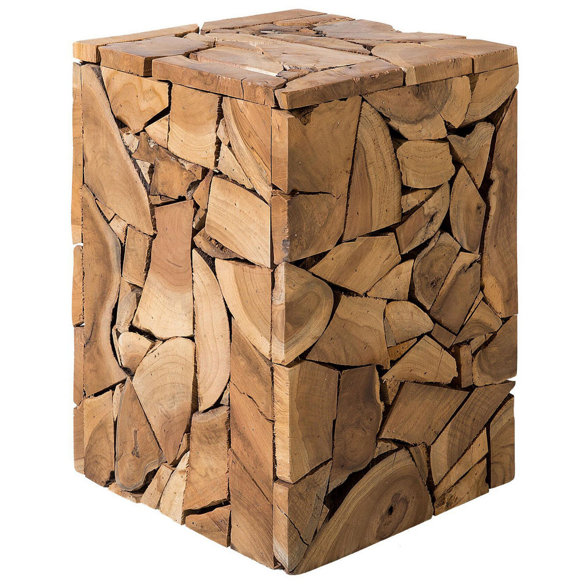 BEISTELLTISCH Teakholz hellbraun quadratisch 30/30 cm Nelson - Hellbraun, Holz (30/30/45cm) - Beliani