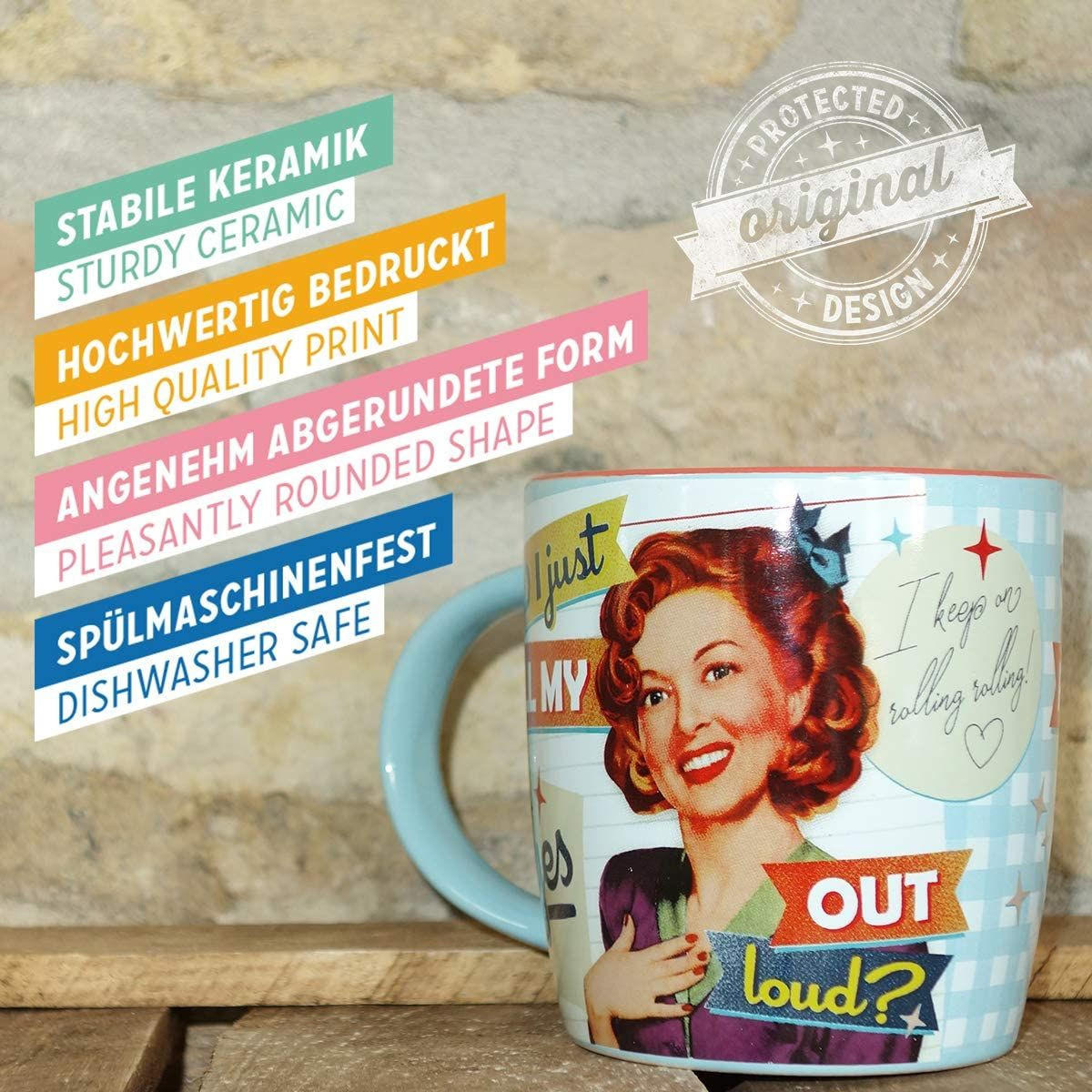 KAFFEETASSE 330 ml Say it 50's Did I Just Roll my Eyes - Multicolor, Keramik (0.33L) - Nostalgic-Art