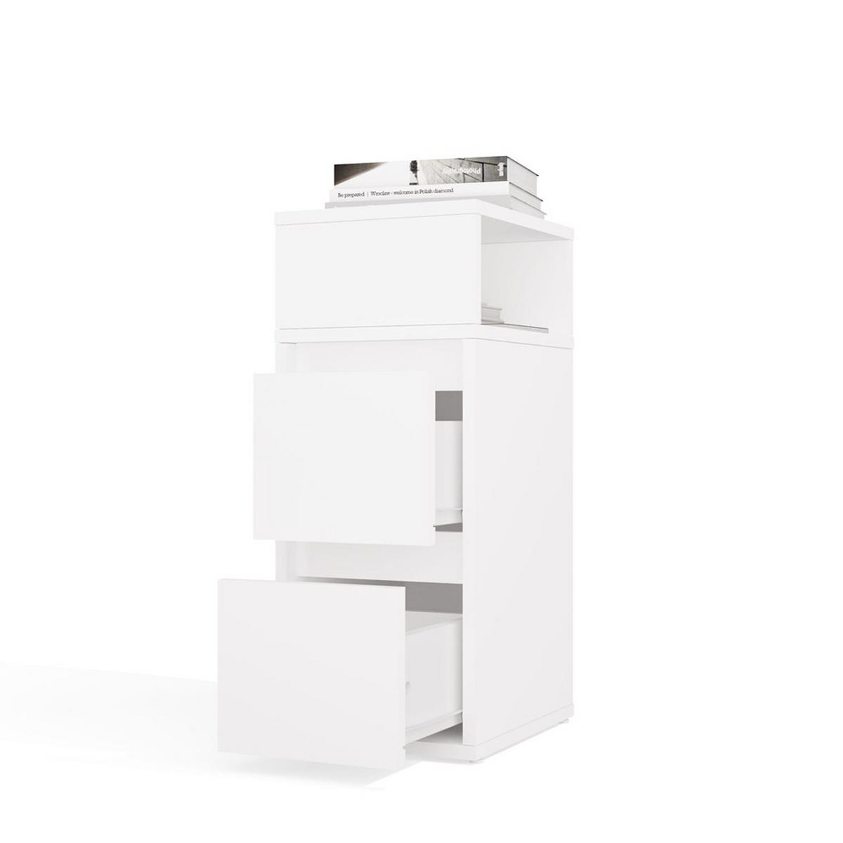 NACHTTISCH YORK mit 2 Schubladen Weiß 27 x 65 x 32 cm - Weiß, Holzwerkstoff (27/65/32cm)
