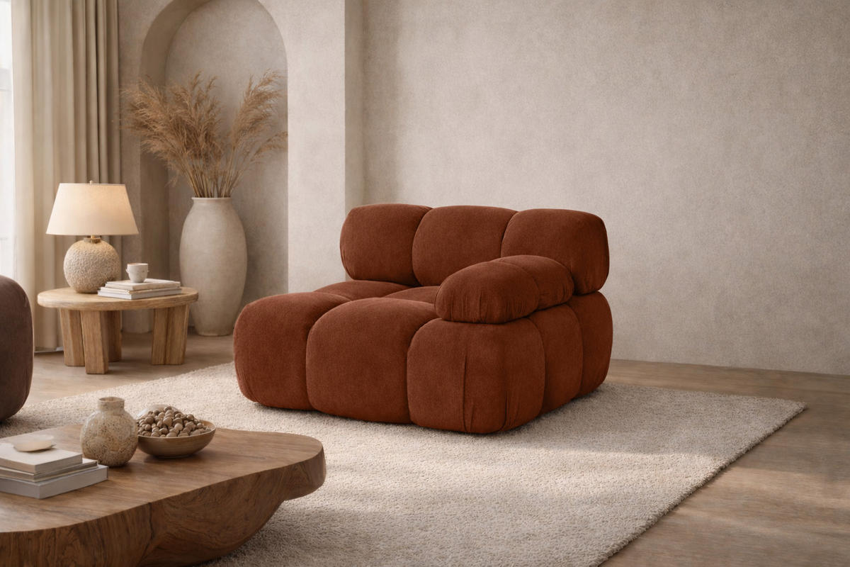 MODUL Seitlich, Für Modulares System, Stoff Salvador, Dunkelbraun, Rechts, Selia - Dunkelbraun, Holz (95/70/95cm) - Kaiser Möbel