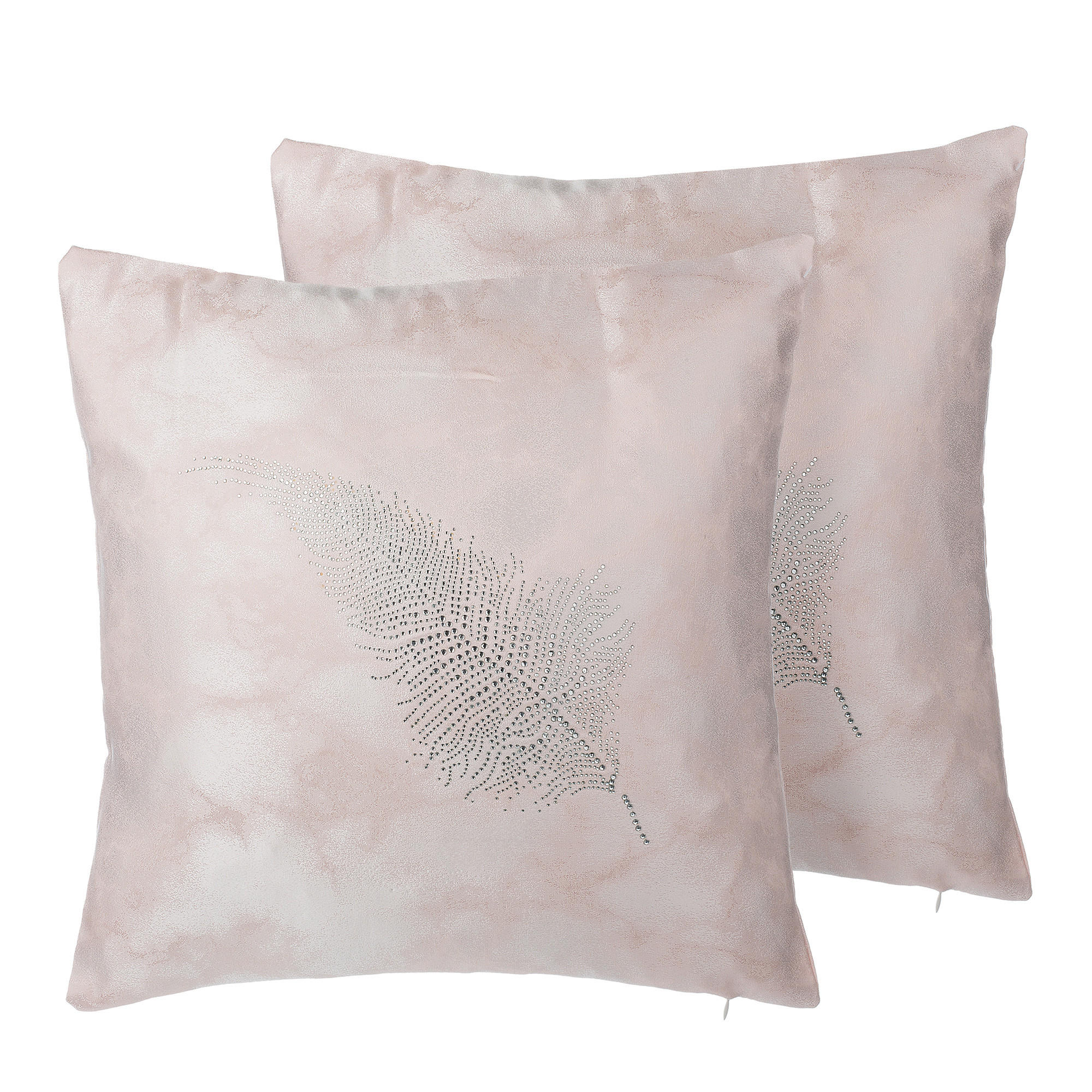 DEKOKISSEN 2er-Set Rosa 45/45 cm Silene - Pink, Textil (45/45cm) - Beliani