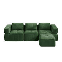 ECKSOFA 271/162/67 cm Grün mit 1 Fußhocker - Grün, Textil (271/162cm) - Oxeza