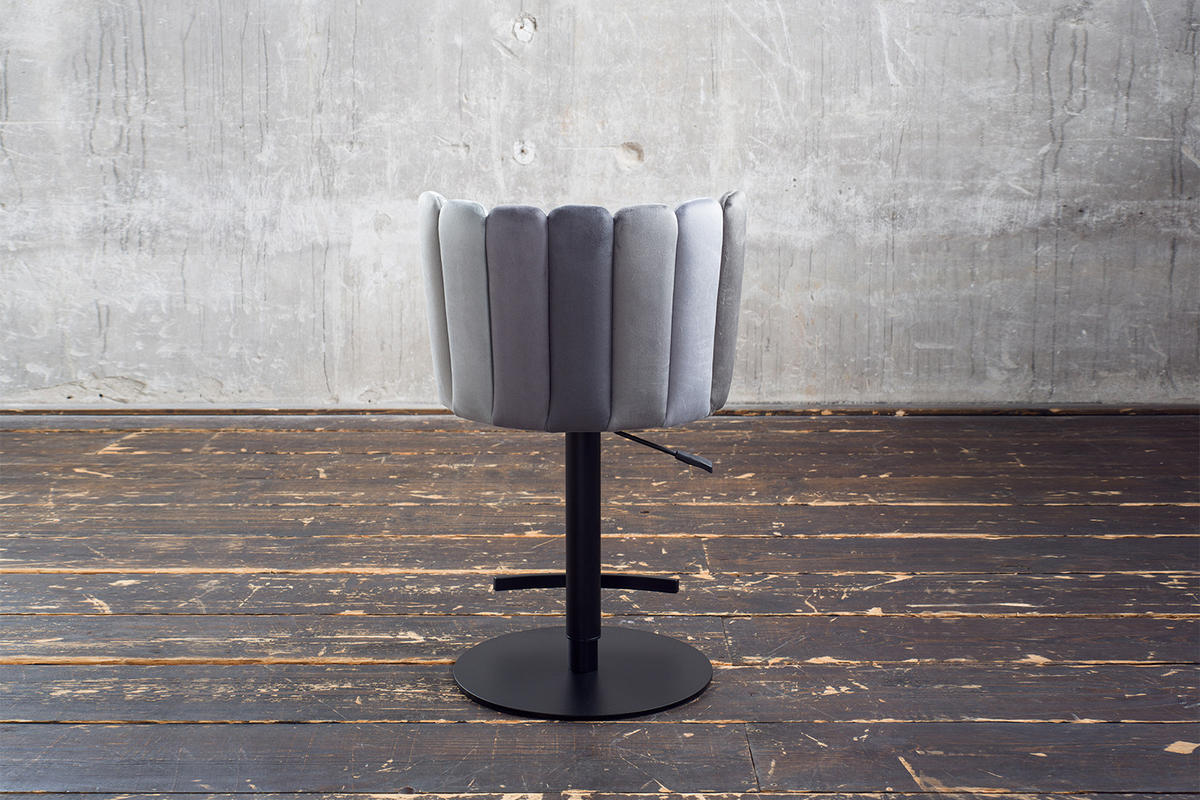 BARHOCKER JADA Grau Velvet - Schwarz/Grau, Kunststoff/Textil (55/85/53cm) - KAWOLA