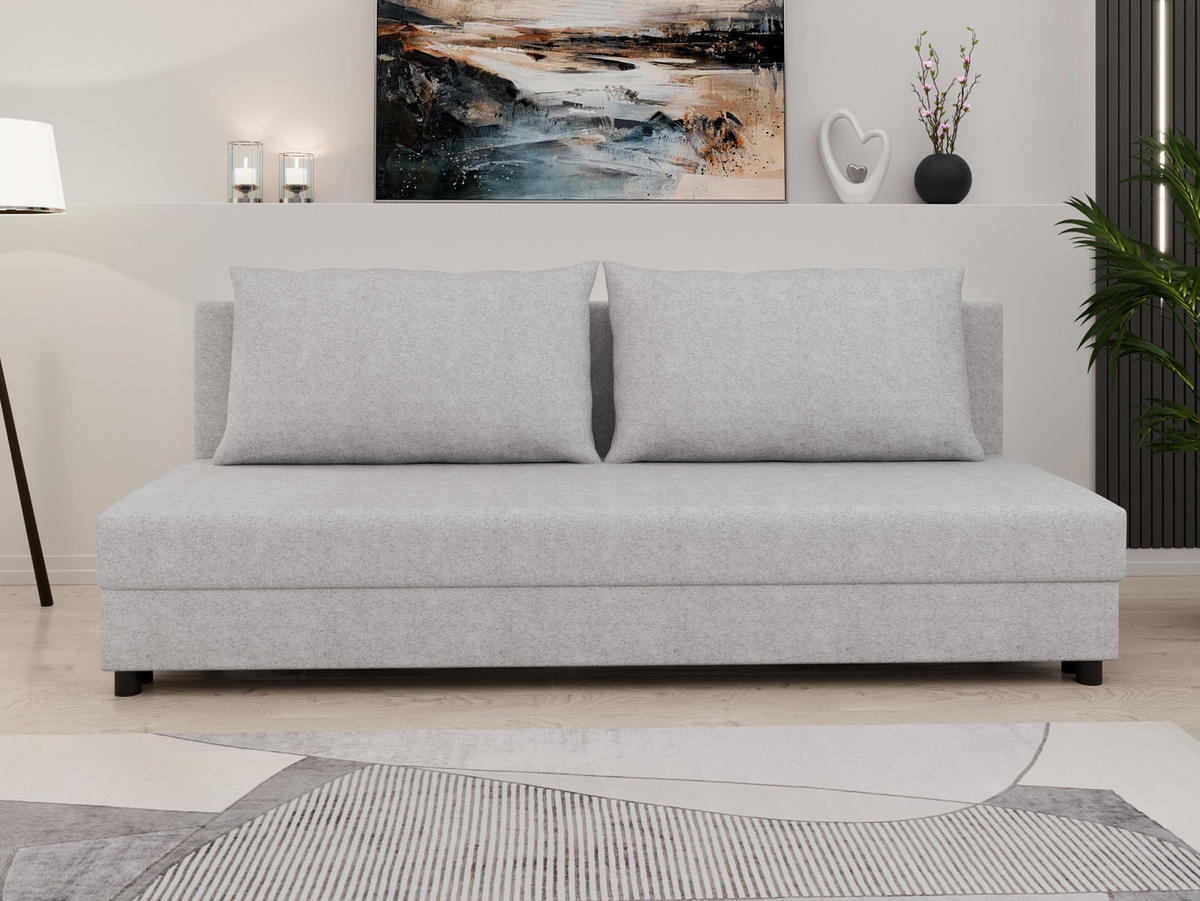 SCHLAFSOFA Facile mit Bettkasten – Moderne 2-in-1 Couch mit Stauraum, hellgrau - Hellgrau, Holz (194/48/71cm) - Panda Möbel