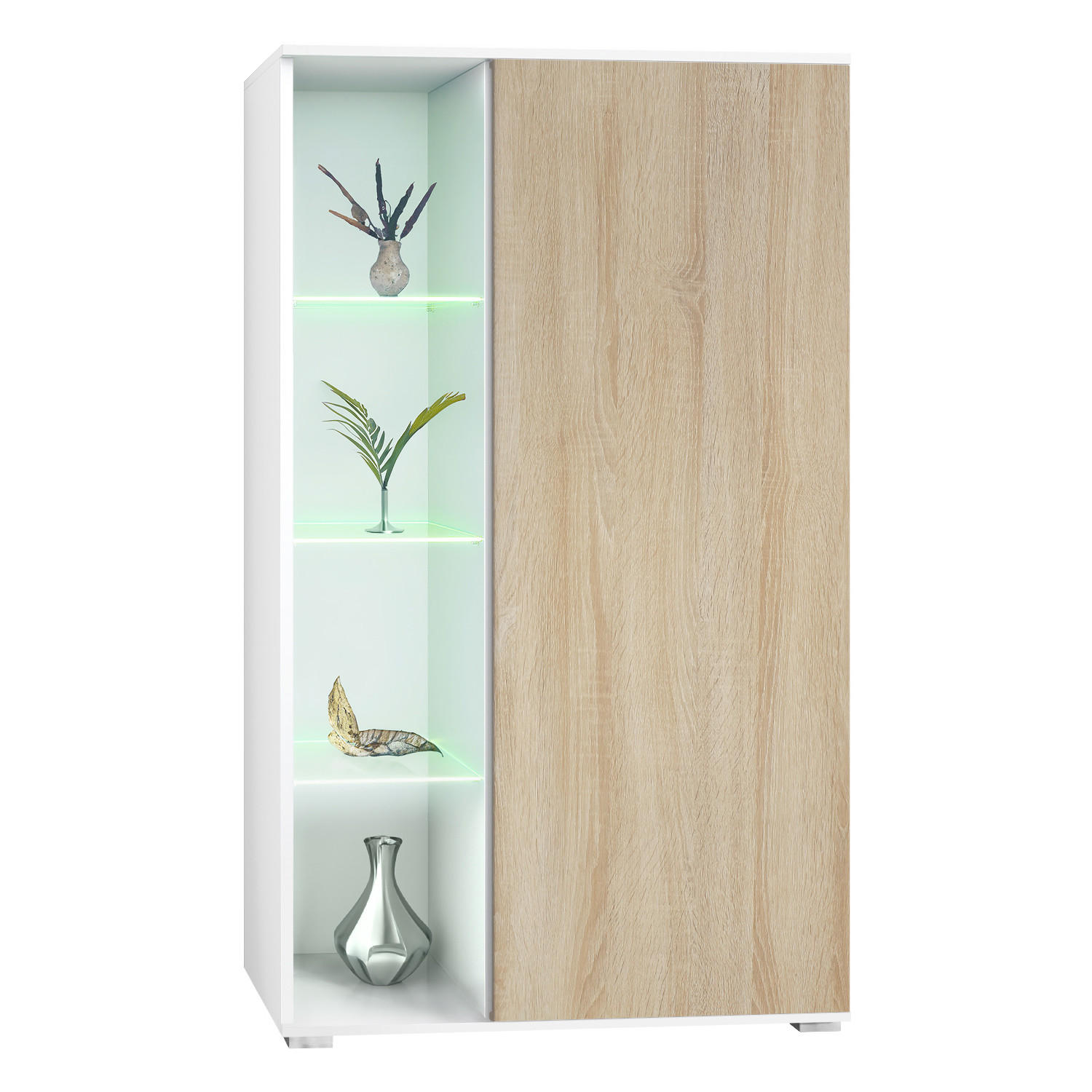 VITRINE Davos Eiche sägerau - Eiche San Remo, Holzwerkstoff (71.5/134/35cm) - Vladon