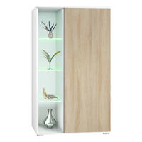 VITRINE Davos Eiche sägerau - Eiche San Remo, Holzwerkstoff (71.5/134/35cm) - Vladon