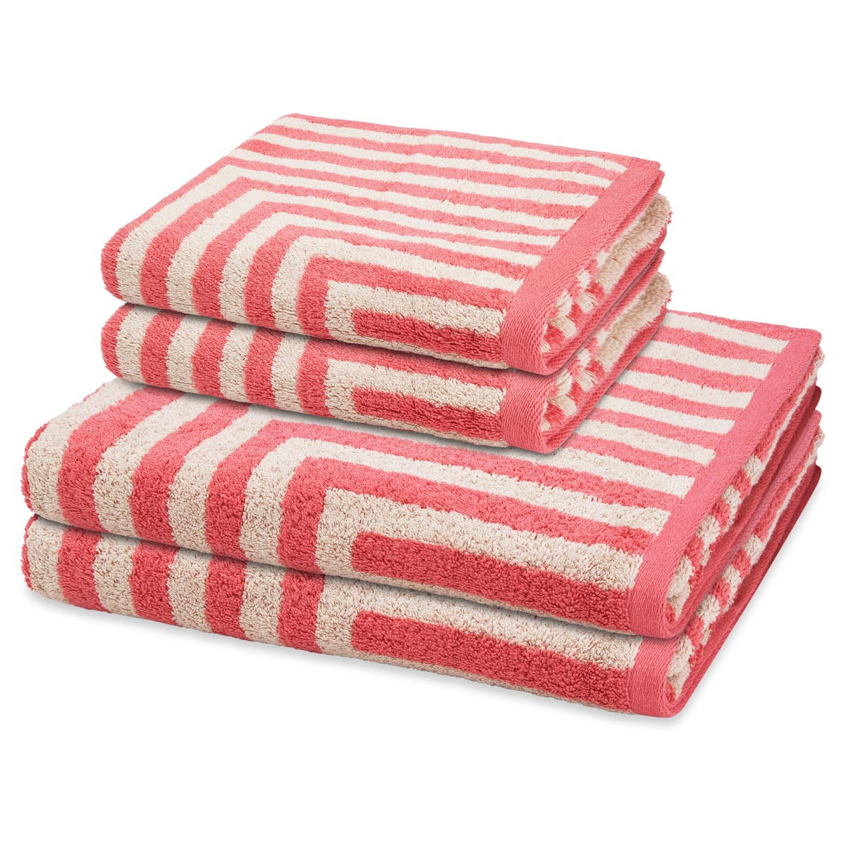 FROTTIERSET Grafik 4-teilig - Rot, Textil (50/100cm) - Ross
