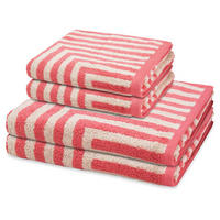 FROTTIERSET Grafik 4-teilig - Rot, Textil (50/100cm) - Ross