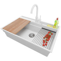 GRANITSPÜLE Oslo Pocket, 2-er set Weiß 78/53 cm 1 Becken + Küchenarmatur 32/20 cm + Ablauf-Set + Küchenzubehörset ab 80er Unterschrank - Chromfarben/Beige, Kunststoff (78/20/53cm) - Primagran