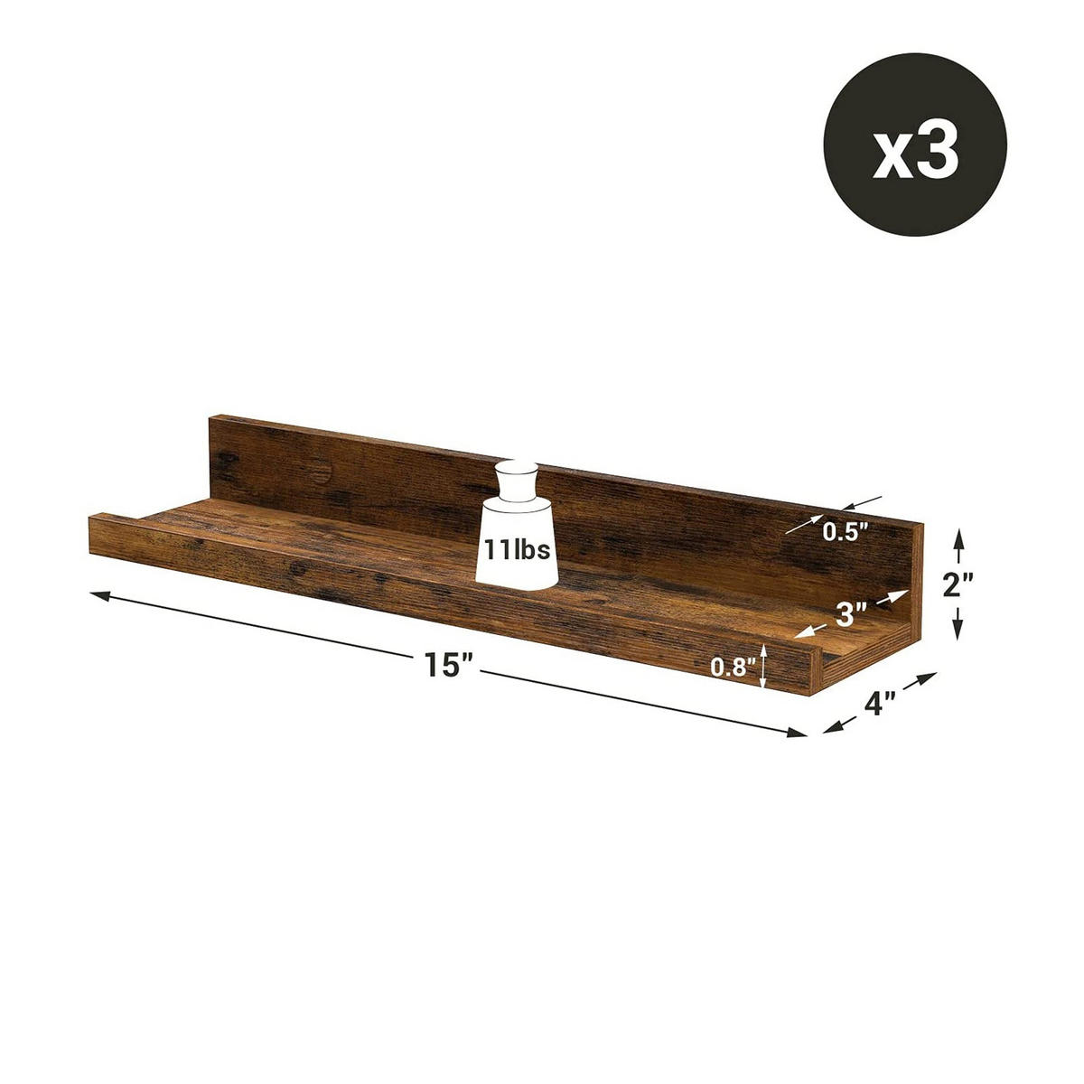 WANDREGAL SCHWEBEREGAL 3ER-SET - Braun, Holzwerkstoff (10/5/38cm) - Hansiro